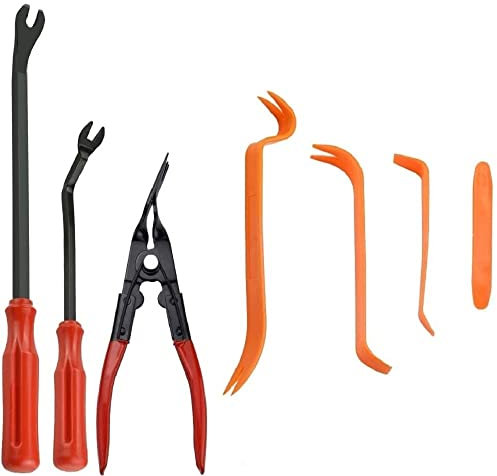 BUZIFU 7 en 1 Herramientas de Desmontaje de Coche Herramientas para Desmontar Paneles y Grapas Palancas de Plástico Herramientas de Salpicaderos Audio Molduras de Coche con Bolsa de Almacenamiento