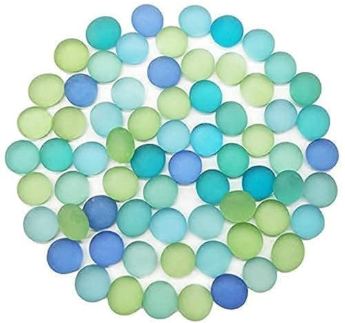 Galet plat mat en verre de mer givré de 0,9 kg pour remplissage de vase, table, artisanat, décoration de bol, fontaine, aquarium, mélange bleu, vert, turquoise, bleu sarcelle
