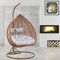 GOODS EMPORIUM Luxury Hanging Rattan Double Egg Chair Indoor & Outdoor Garden Swing Chair Cocoon Relaxing Hammock with Cushions - FREE COVER INCLUDED… (Double, Brown - Brown - Grey)