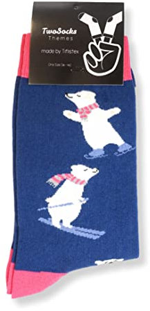 TwoSocks Weihnachtssocken Eisbär Figur Weihnachtssocken Damen und für Herren Weihnachtssocken Unisex One Size (Eisbär)