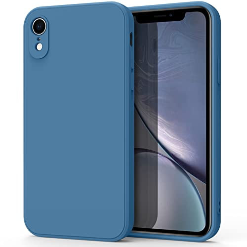 Oumida Case for iPhone XR 6.1-Inch, Soft Silicone Shockproof Liquid Bumper Cover with Microfiber Lining, Full Covered Soft Gel Rubber Case Cover for iPhone XR(Navy Blue)
