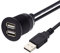 Cablecc Waterproof Dustproof 480Mbps USB2.0 Type-A Male to Dual Female Hub Extension Data Power Cable Car Panel Mount Design 1m