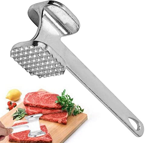 Xiaoxin Fleischklopfer-Hammer aus Zinklegierung, Steak-Metallhammer, robuster, doppelseitiger Fleischhammer, Steak-Tenderizer-Hammer-Werkzeug für Fleisch, Rind, Huhn
