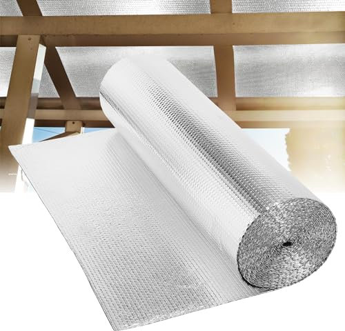 Ikodm Film isolant - 10 m² - 1 m x 10 m - Pour fenêtre contre la chaleur - Film réfléchissant - Isolation de toit - Pour toit, grenier, poulailler…