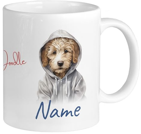 GRAZDesign Tasse mit Hunden und Namen personalisiert, coole Namenstasse für Kinder, Jugendliche und Erwachsene, für Hundeliebhaber Keramik 330ml (Golden Doodle, 330ml)