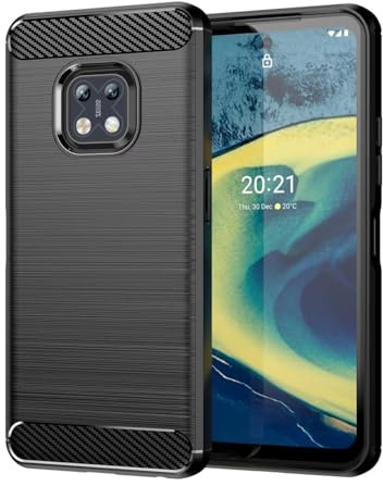 Sidande Hülle für Nokia XR20 hülle, Ultradünne Handyhülle mit stoßdämpfendem Carbon-Fiber-Design aus TPU-Gummi Robuster Schutzhülle für Nokia XR20 Schwarz