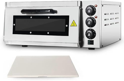 Commercial Pizza Oven Countertop, 16 Single Deck Layer,2000W Stainless Steel Electric Pizza Oven with Stone and Shelf, Multipurpose Indoor Pizza Maker
