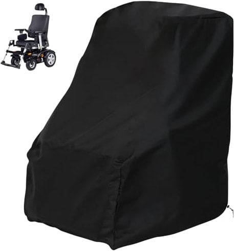 Rollstuhl Abdeckung Staubdichte, Schutzhülle für Rollstuhl mit Kordelzug und Velcro Strips,Abdeckhaube Rollstuhl Wasserdicht,Rollstuhl Abdeckplane 210D Oxford-Stoff (75*100*100cm,Schwarz)
