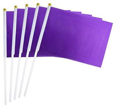 Hrlace Mini Flagge 14x21cm kleine Handflagge Solide DIY Graffiti Banner Schiedsrichter Flagge Hand Flaggen für Sportveranstaltungen Feierlichkeiten Party Indoor Outdoor Dekoration Lila 30 Stück