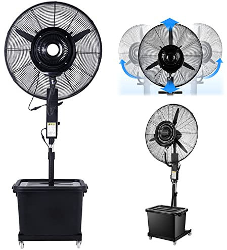 Preferspace Adjustable Height Misting Fan Outdoor Patio, 3 Wind Modes Outdoor Fan Misters for Cooling, Industrial Standing Fan with Mist, Black