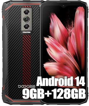 DOOGEE Blade 10 4G Móviles Resistente (2024), Octa Core 9 GB + 128 GB, 5150 mAh/Teléfono, Rugged Smartphones Libres, 16 MP + 8 MP, Android 14, 6.56'' FHD+, IP68/IP69K Rojo