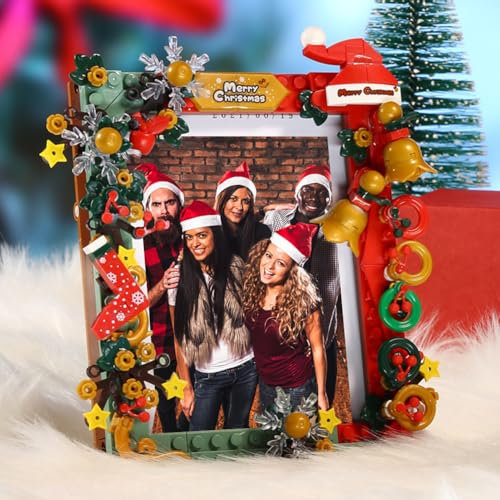 PLUSHCEWT Set di Costruzione di Modelli Natalizi, Cornice per Foto del Giocattolo a Blocchi Natalizi, Decorazione a Blocchi Natalizi Set di Costruzione di Case Natalizie, Set di Giocattoli Fatti a Man