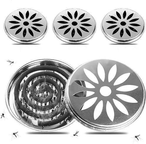 Lot de 4 Support Spirale Anti Moustique Mosquito Coil Holder en Acier Inoxydable Spirale Anti Moustique Exterieur Convient pour la Maison, Le Jardin, Le Camping, la pêche, Les Voyages, l'extérieur