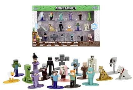 Jada Toys Minecraft Figuren-Set aus Metall (18 Stück) - Multi-Pack Nano Sammelfiguren, Welle 12, Metallfiguren für Fans und Kinder ab 3 Jahre, je 4 cm