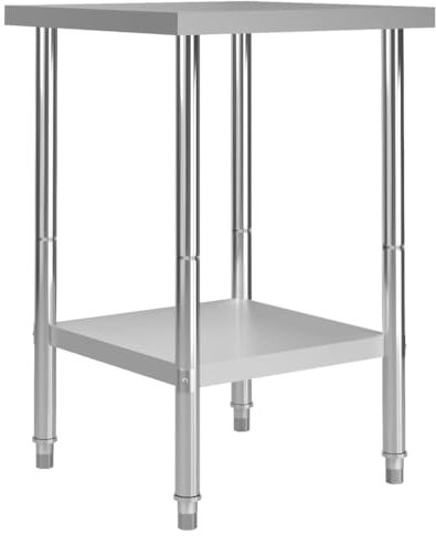 Cozynest Verstellbare Füße Gastronomie Gastro Edelstahltisch Küchentisch Zerlegetisch Tisch Silbern Küchen-Arbeitstisch 60 x 60 x 85 cm Edelstahl