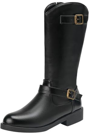 WKAYsIV Stivali Equitazione Donna Stivaletti Neri con Borchie con Tacco Bassi Casual Comodi Donna Stivali Uomo Pelle Alti 39 43.99