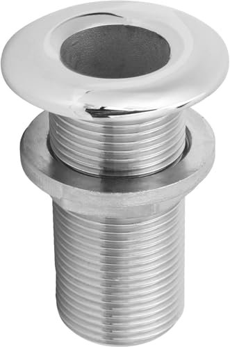 Bamyli Borddurchlass Verschraubung mit Mutter, 1 Zoll 79mm 316 Edelstahl Thru Hull Fitting Anschluss Wasserablauf-Auslass, Universelle Borddurchbruch-Ablaufanschluss für Boote, Yachten, Marine