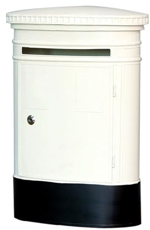 LMXRYPD Cassetta Postale Decorative retrò, Cassetta Posta in Ferro Battuto da Parete, Cassetta Lettere Resistenti alla Pioggia, Grande capacità per Riporre Lettere e Pacchi(White)