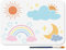 MAYJOYDIY Regenbogen Schablone Wolken Mond Vorlage 29.7×21cm Naturwetter Wiederverwendbare Kunststoff Schablonen Zum Malen Mit Pinsel Sonnen Stern Schablonen Für Holz Wände Fenster Heimwerkerarbeiten