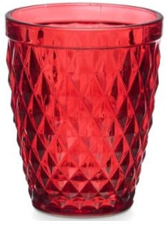 Vivalto Juego de 6 Vasos de Cristal Diamante Rojo de 250 ml