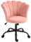 HOMCOM Sedia da Ufficio con Schienale a Petalo, Poltrona da Ufficio Senza Braccioli con Altezza Regolabile, Ruote e Seduta Girevole in Velluto, 69x64x80-90 cm, Rosa