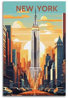 Schlichtes minimalistisches Retro-Kunstlandschaftsposter, Illustration, New York, Marvel-Poster, dekorative Malerei, Leinwand, Wandposter für Schlafzimmer, Dekoration und Kunstdruck, moderne Familie,