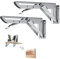 Lot de 2 consoles pliantes de 250 mm en acier inoxydable - Charge maximale : 50 kg - Supports d'étagère pliables pour table et support mural - Console lourde pour projets de bricolage
