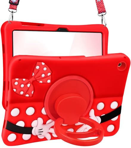 Lotadilo Cute Case for Galaxy Tab A9 Plus 11 Inch 2023 - Silicone 3D Design for Girls Women Teens Girly Kawaii Funny Cartoon Soft Stand with Lanyard Red Point for Samsung A9+ Tablet Case