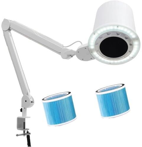 JJENXYYDS Nail Dust Collector and Air Cleaner,Nail Dust Fan Nail Cleaner For Manicure,Changeable Filter, and Universal Table Mount,for Pedicure & Manicure with Built-in Dimmable LED