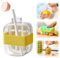 Ice Cube Bottle with Straw - 2 in 1 Water Bottle Ice Cube Tray, Water Bottle with Lid and Container, Easy Press to Release The Ice, Ice Cube Bottle for Drinks, Juice (500 Ml-White)