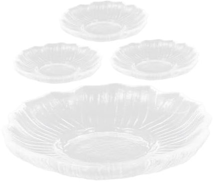 TOPPERFUN 4pezzi Da Caffè in Vetro Trasparente Sottobicchieri Per Tazze Da Tè Vassoio Per Tazze Caffè Piattino Per Snack Per Tè e