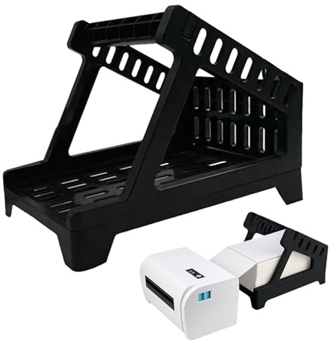 Thermoetikettenhalter - Desktop-Halterung für Roll-Etiketten und Lüfter | Kompatibler Organizer für Etikettendrucker, stabile Versandetiketten für Bürobedarf und inkl