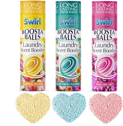 3 Laundry Scent Boosters Beads - Washing Machine Laundry Freshener - Tropical Bloom, Fresh Wild Flowers, Pink Orchid Scent - Long Lasting Fabric Freshener 230g Each.