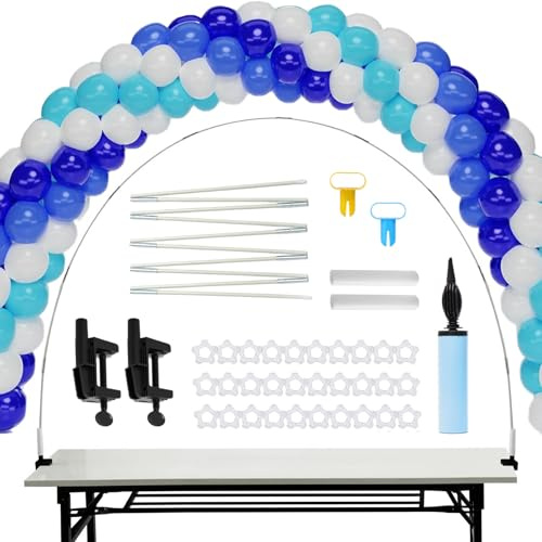 CAAGGMM Tabelle Ballonbogen Kit, Verstellbar Tisch Ballons Bogen Rahmen, Party Dekoration Ballonbogen mit Tischklemme und Pumpe, Tischplatte Luftballon Bogen, für Geburtstagsdekorationen, Weiß