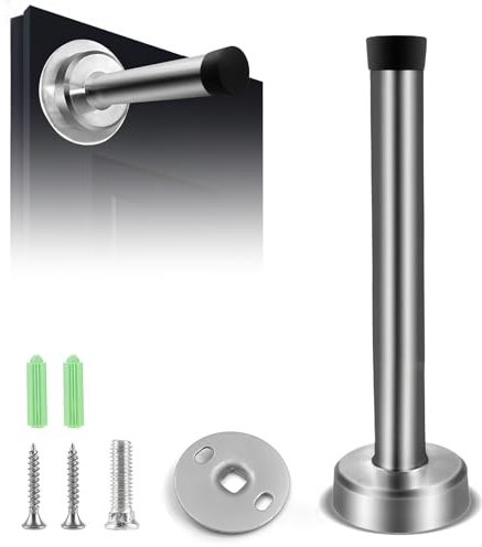 Türstopper Wandschutz Set,Wandtürstopper Wand Edelstahl,15cm Türstopper Wandmontage mit Gummi Puffer Enthält Befestigungsmittel,Door Stop