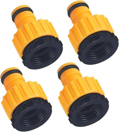 Garden Hose Quick Connectors, 4-Piece Set, Yellow and Black, Universal Tap Fitting