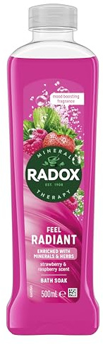 Radox Mineral Therapy Feel Radiant Bath Soak Uniquely Blended with Minerals, Herbs and a Strawberry & Raspberry Scent for a Refreshing Bubble Bath 500 ml