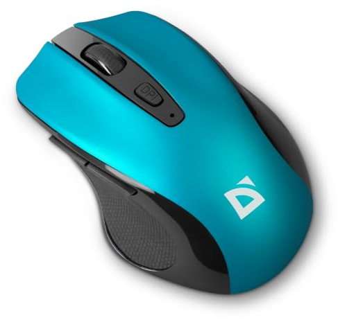 Defender Prime MB-053 – Kabellose Ergonomische Maus, Silent Click, 6 Tasten, 1600 DPI, PixArt Sensor, Büro Maus für PC Laptop (Türkis)