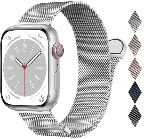 EPULY Milanese Edelstahl Armband Kompatibel mit Apple Watch Armband 40mm 42mm 38mm 41mm 44mm 45mm 46mm 49mm, Einstellbar Magnetisch Metallarmband für iWatch Series 11 10 9 8 7 6 5 4 3 SE 3 Ultra 3