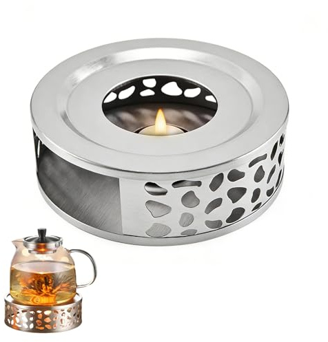 Teapot Warmer, Tea Warmer, Tea Light Food Coffee Warmer | Candle Heater for Heating Tea Coffee Milk Universal Teapot Heater(Silvery)