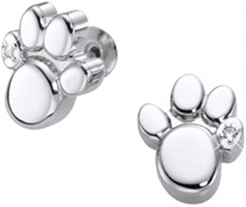 Energetix 4you 1387P Magnet Ohrstecker Pfote Hund Katze Bär uni Silber mit Swarovski Crystal Magnetix 2250 im Schmuckbeutel