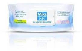 Mixa bébé lingettes ultra-douces au lait de toilette x 72