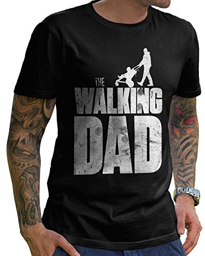 Stylotex Lustiges Herren Männer T-Shirt Basic | The Walking Dad | Geschenk für werdende Papas, Größe:M, Farbe:schwarz