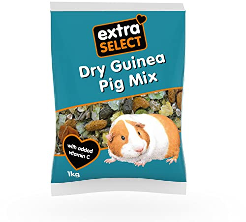 Extra Select Guinea Pig Food - Dry Muesli Mix with Concentrate Pellets, Flaked Maize, Grass Hay, Pea Flakes for Guinea Pigs with Vitamin C- Small Pet Feed - 1kg