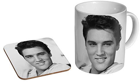 mugmart Elvis Presley Kaffeetasse + Untersetzer, Geschenk-Set (Keramik, rund, Tassen-Set, 325 ml)