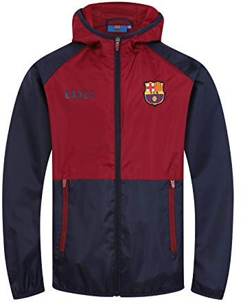 FC Barcelone Officiel - Coupe-Vent/Imperméable thème Football - garçon - Bleu Marine/Rouge - 10-11 Ans