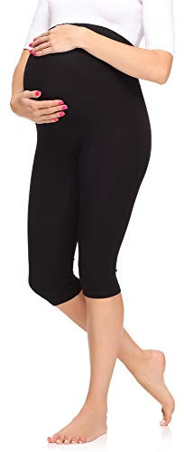 Merry Style Legging 3/4 Grossesse Maternité Tenue Sport Femme MS10-298 (Noir, M)
