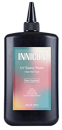 INNICON UV Resin Epoxy Gel Glue Set, 250ml No Mixing Hard Type Transparent Ultraviolet Curing, DIY Design Jewelry Making Pack for Silicone Muolds Pendants Earrings Bracelets