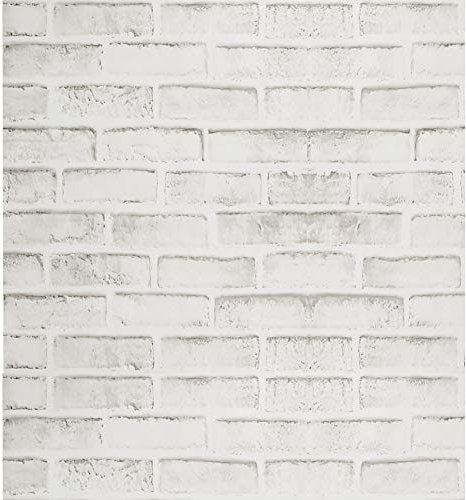 FENTIS Blanc Rustique Gris Papier Peint Brique Gris Auto-Adhésif Une Fiche de Contact Film Vinyle Décoration D'intérieur Peler et Coller Panneau de Mur D'éclaboussure Arrière Autocollants 44x500cm
