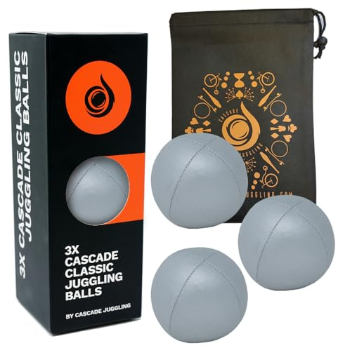 3 x Pro 115 g Cascade Classic Jonglierbälle – Thud Set mit Tasche (Silber)